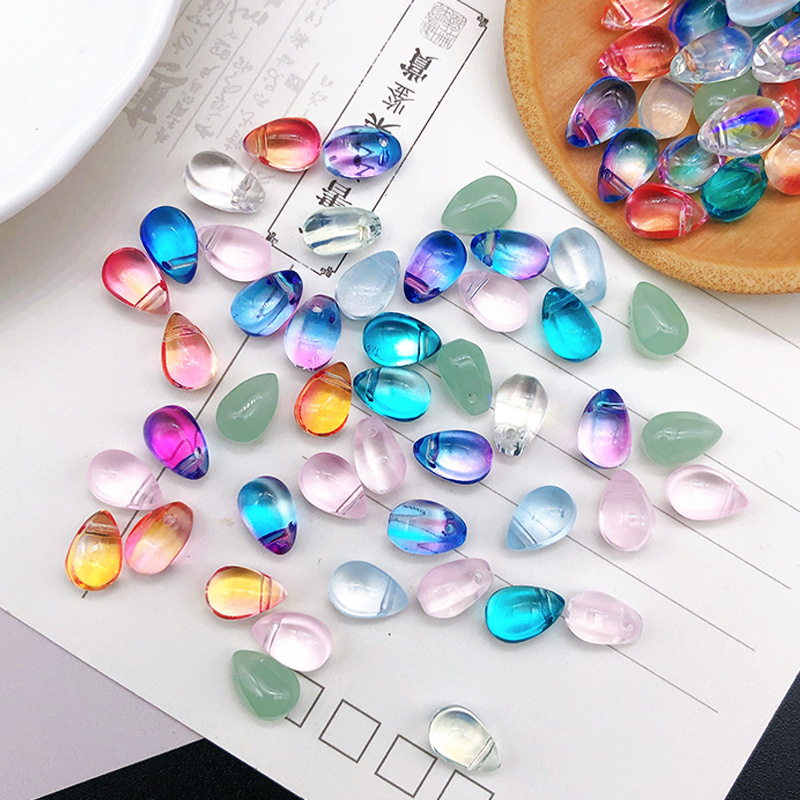 Venta al por mayor checa esmalte agua gota perlas 6*9 gota de agua gradiente pétalo borla colgante hecho a mano DIY horquilla material Accesorios