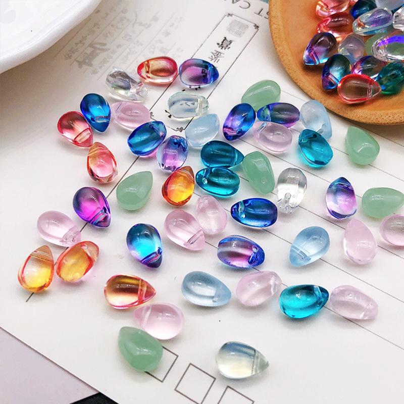 Venta al por mayor checa esmalte agua gota perlas 6*9 gota de agua gradiente pétalo borla colgante hecho a mano DIY horquilla material Accesorios