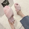 Cross -haired slippers Female Winter Foreign Trade Aison large -size indoor plush flat floor dragging toe warm cotton