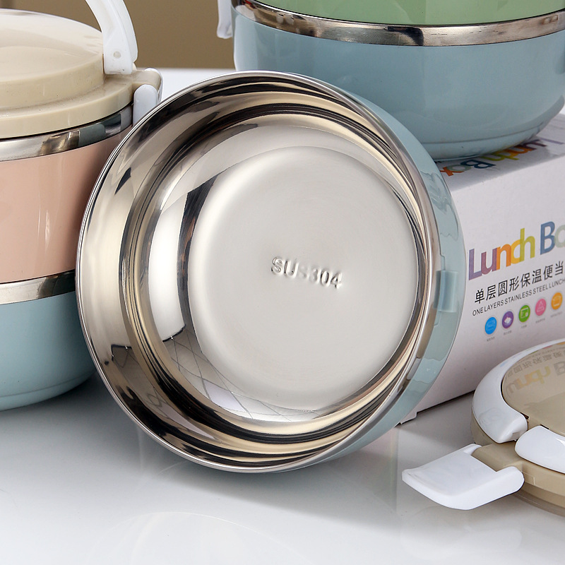 304 caja de almuerzo de acero inoxidable de espesor sellado redondo de múltiples capas de tres capas de doble capa caja de almuerzo con tapa caja de almuerzo de regalo práctico