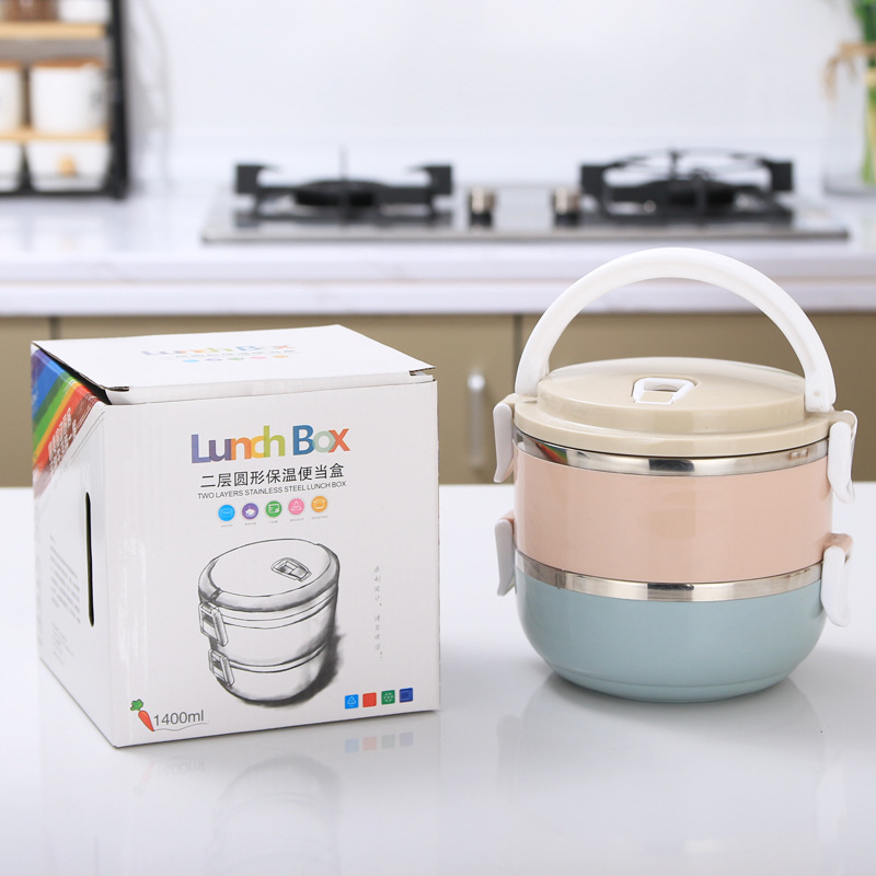 304 caja de almuerzo de acero inoxidable de espesor sellado redondo de múltiples capas de tres capas de doble capa caja de almuerzo con tapa caja de almuerzo de regalo práctico
