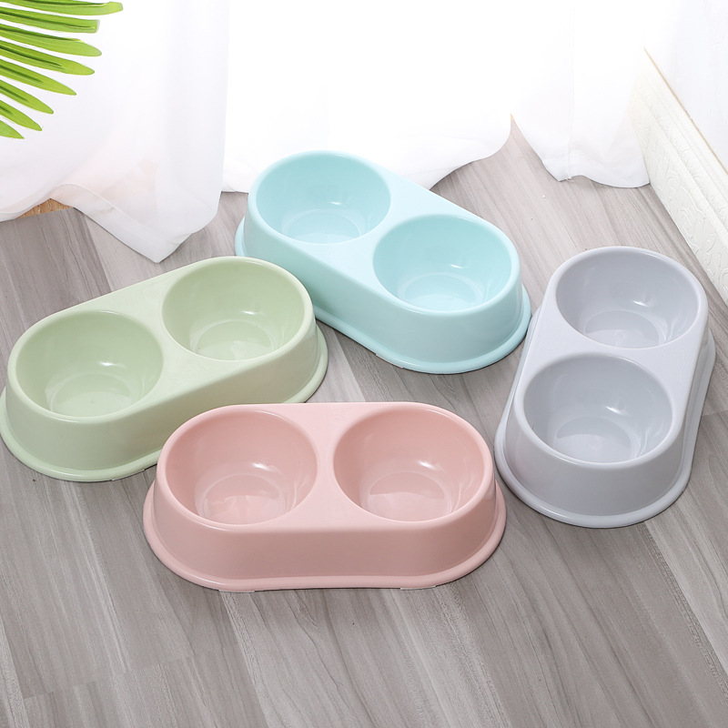 Fábrica personalizada para mascotas macarón plástico doble tazón gran tazón de comida para perros tazón de agua tazón para mascotas tazón para perros