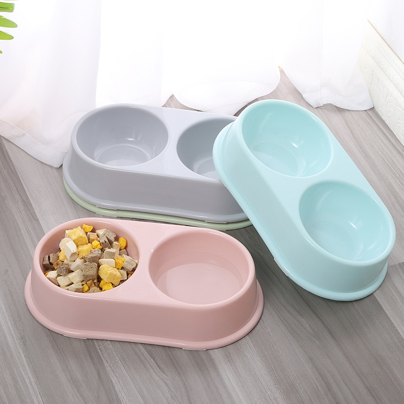 Fábrica personalizada para mascotas macarón plástico doble tazón gran tazón de comida para perros tazón de agua tazón para mascotas tazón para perros