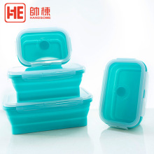 硅胶折叠饭盒亚马逊热卖500ml保鲜盒冰箱密封盒微波炉便当盒餐盒