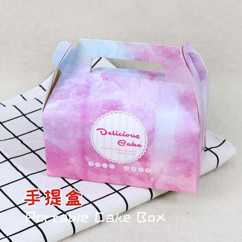 韩版波点透明杯子蛋糕盒中号牛皮手提慕斯西点饼干糖果包装盒批发