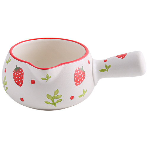Household strawberry Internet celebrity Japanese milk pot ceramic hot milk baby food small casserole cooking instant noodles cooking porridge sugar water pot