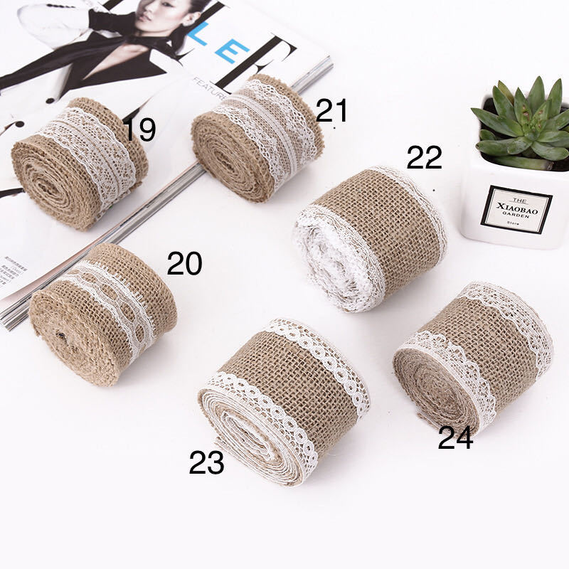 厂家直销 DIY手工圣诞工艺麻布卷 花边麻卷 蕾丝麻布辅料装饰14款