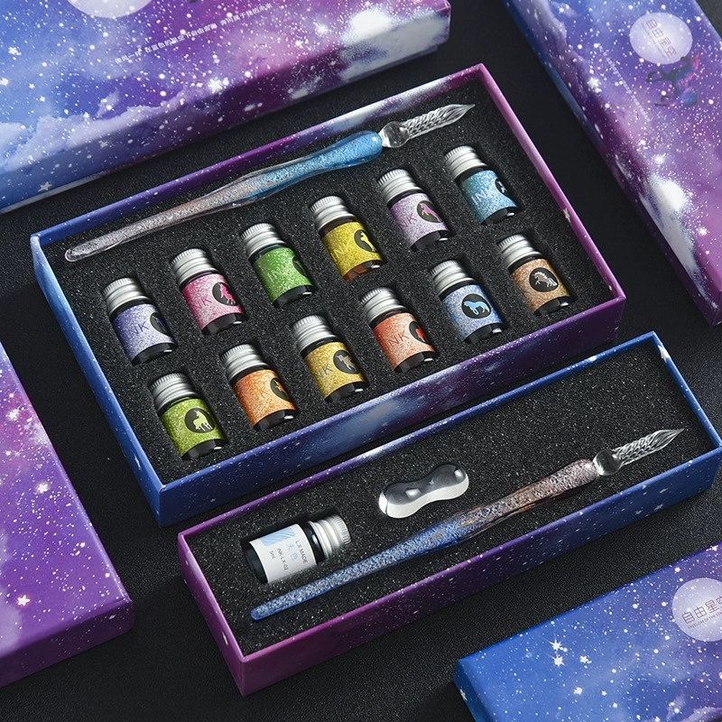 Glass starry sky, gift box, set, gift pen for elementary school students, factory direct supply, gradient