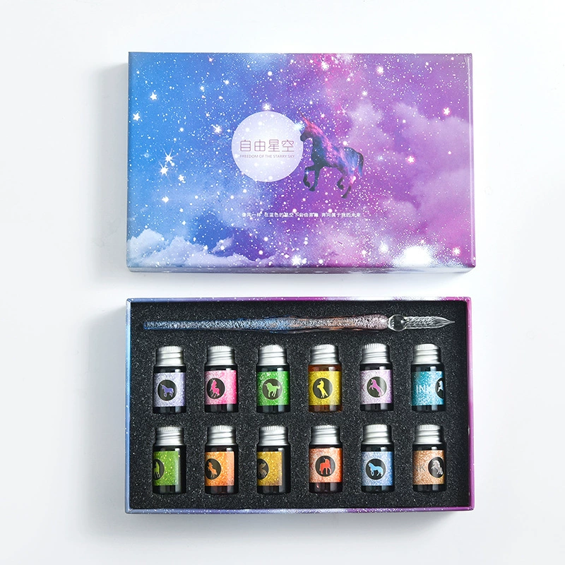Glass starry sky, gift box, set, gift pen for elementary school students, factory direct supply, gradient