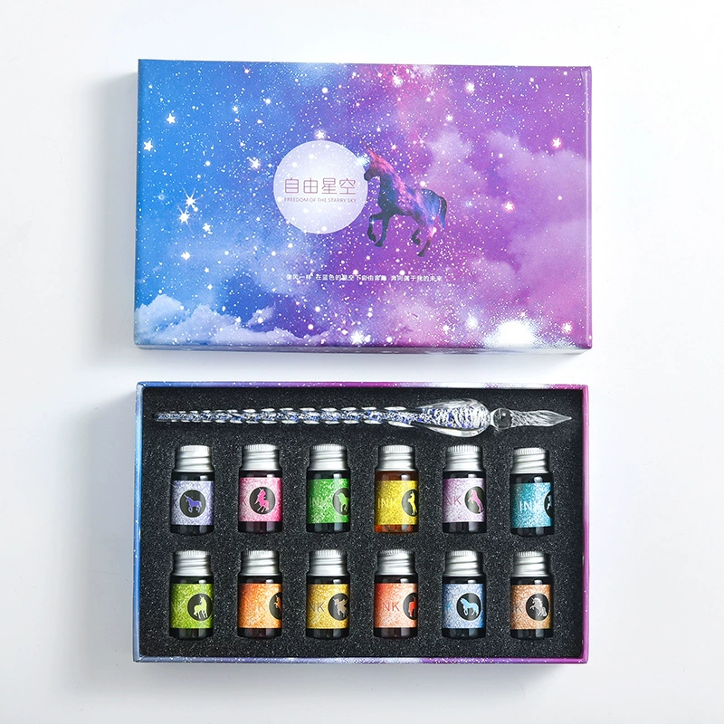 Glass starry sky, gift box, set, gift pen for elementary school students, factory direct supply, gradient