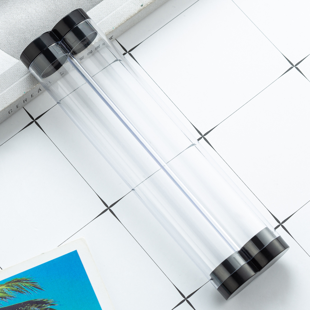 En stock caja de lápiz de plástico caja de papelería cilindro de cristal embalaje de regalo caja de lápiz transparente logotipo imprimible fábrica al por mayor