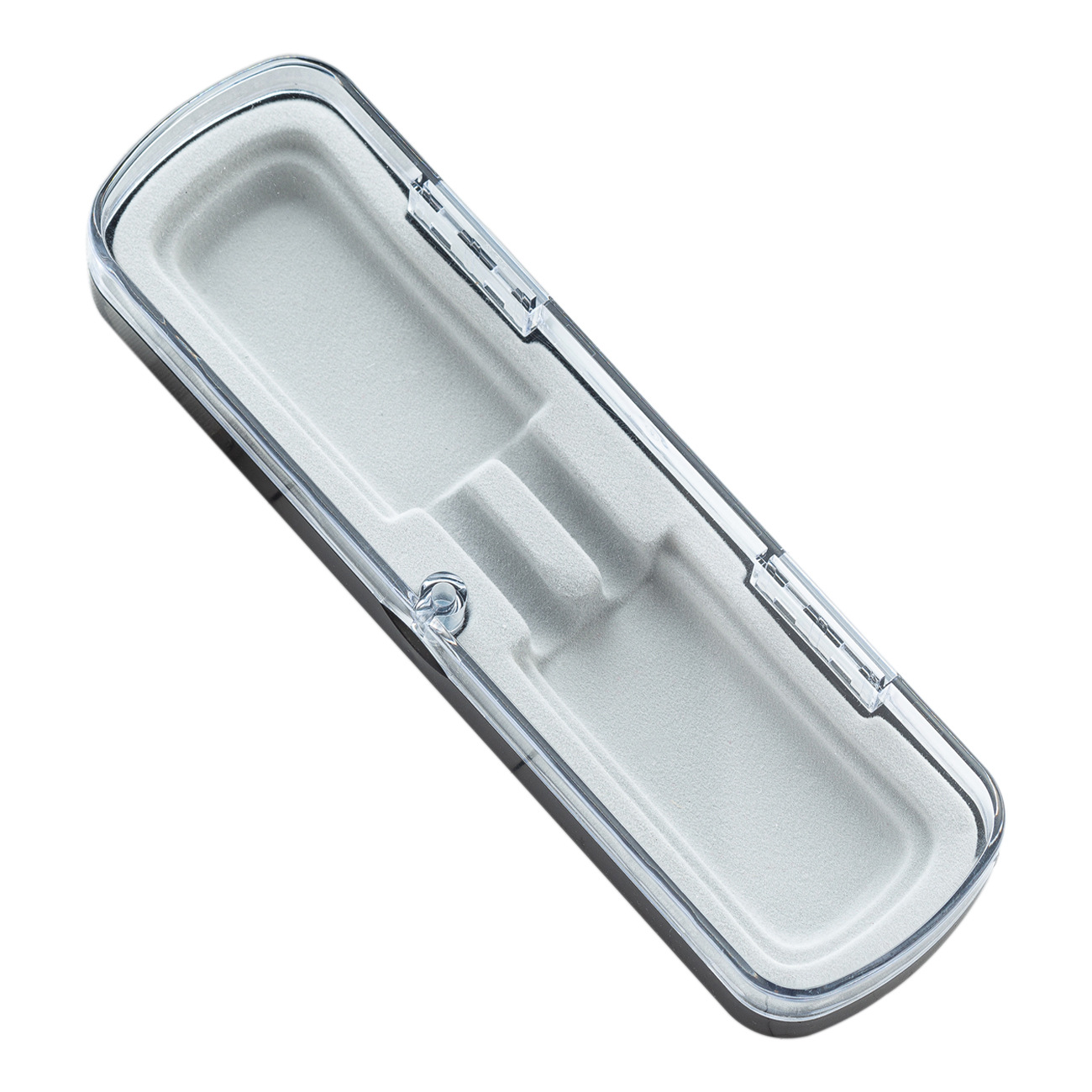 Creativo nuevo plástico transparente Flip caja de la pluma de doble pieza de la pluma de la perla pluma de metal PP material caja de embalaje caja de la pluma