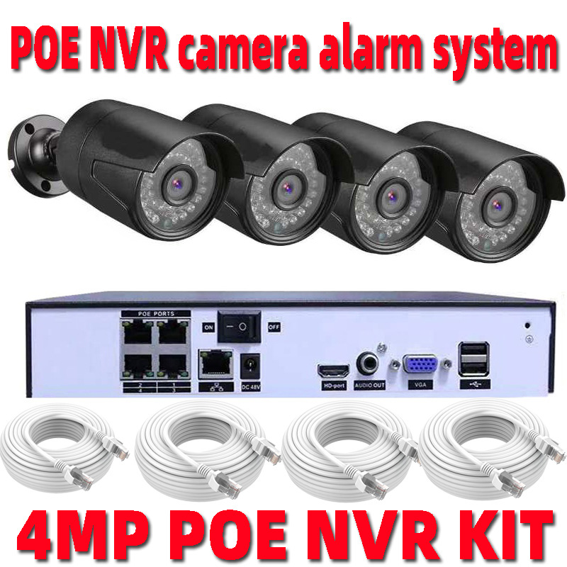 4CH POE NVR Kit HD 4MP Home Security Face 4 Way POE Monitor Kit de seguridad