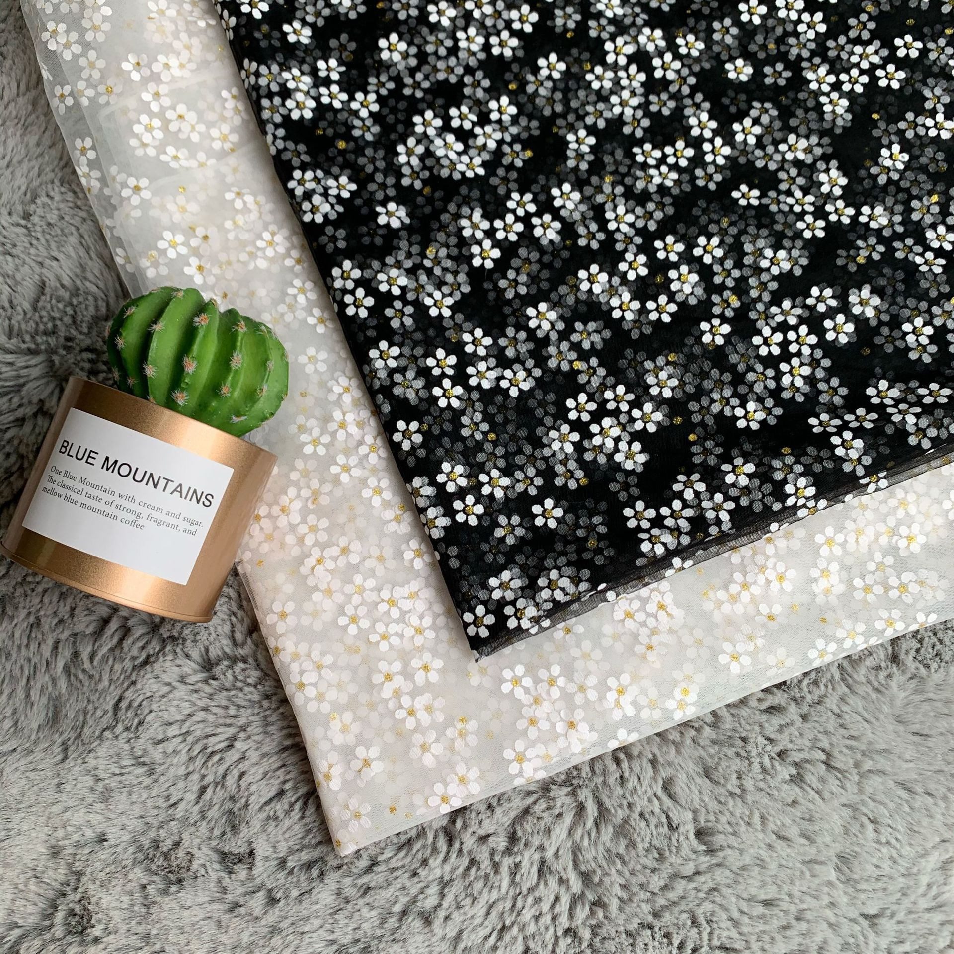Malla de Plum Blossom pasta impresión polvo super denso tela de malla Plum Blossom impresión polvo malla ropa de los niños Hanfu tela