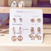 Earrings, universal fresh set, European style, 6 pair, simple and elegant design, wholesale