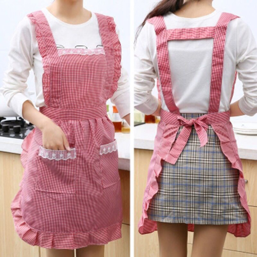 Korean-style Fashionable Double-Layer Stain- and Oil-Proof Apron for Kitchen Cooking — Cute Princess Design, Ideal as a Household or Women's Workwear Cover-Up