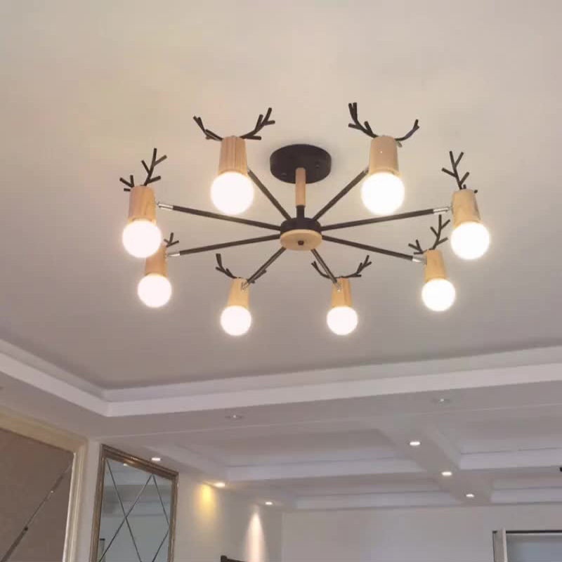 Lámpara de araña de estilo nórdico sala de estar simple casa moderna personalidad creativa asta dormitorio comedor lámpara ventas directas de la fábrica