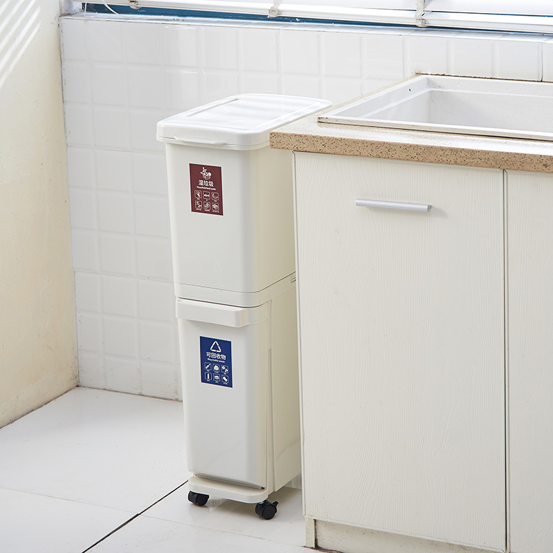 Kitchen classification trash can touch stackable simple hotel plastic vertical household wastebasket trash can Wholesale