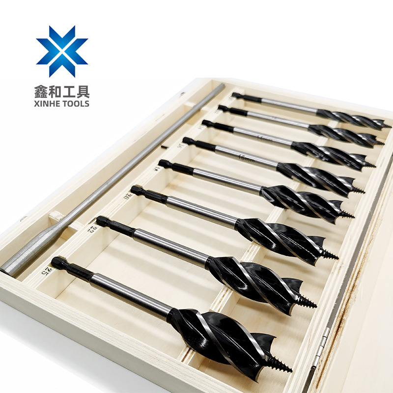开孔器 木板开孔器打孔扩器孔钻套装四刃支罗钻六角柄8pc木盒套装