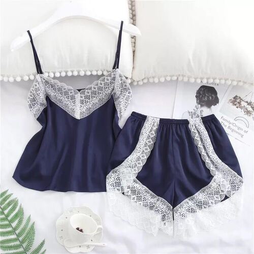 Foreign trade Amazon best-selling pajamas: faux silk two-piece nightgown, plus-size loungewear underwear and night skirt—sourced from Europe and the U.S.
