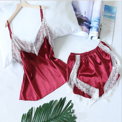 Foreign trade Amazon best-selling pajamas: faux silk two-piece nightgown, plus-size loungewear underwear and night skirt—sourced from Europe and the U.S.