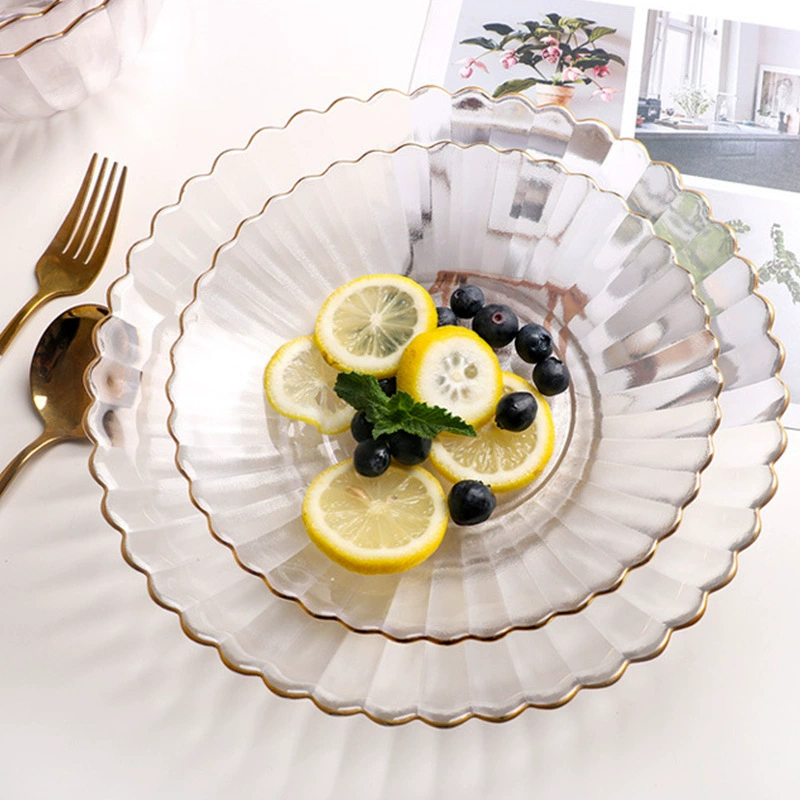 Glass fruit set for home use, geometric tableware, simple and elegant design, flowered