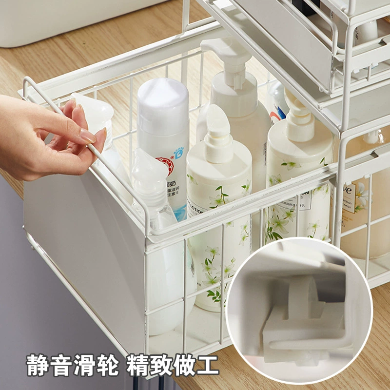 Under-sink Pull-out Storage Rack, Multi-layer Push-Pull Cabinet Organizer to Save Space