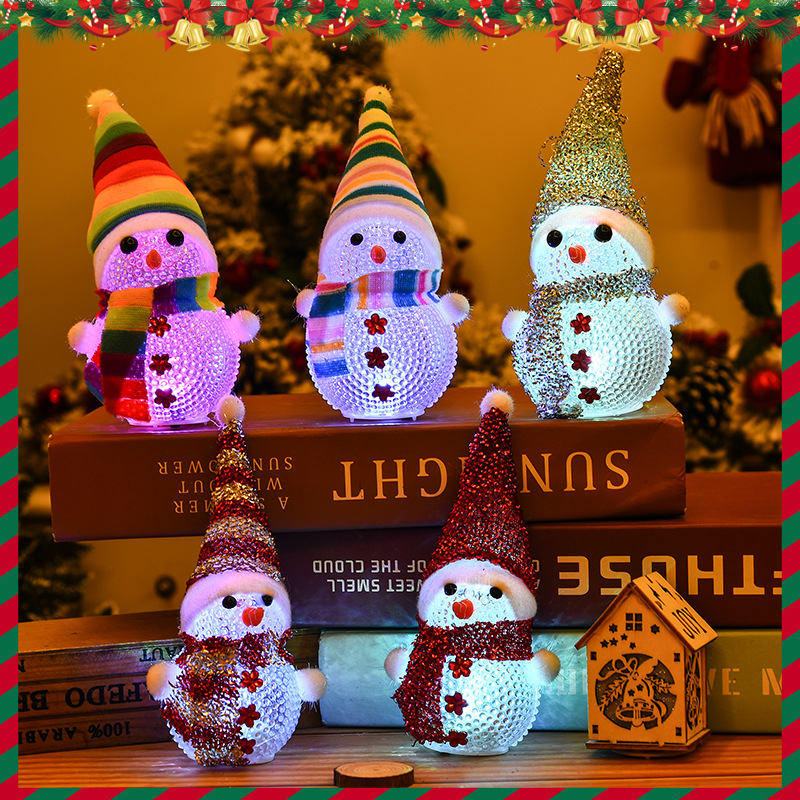Christmas decorative supplies glowing Acrylic Snowman LED ornaments…