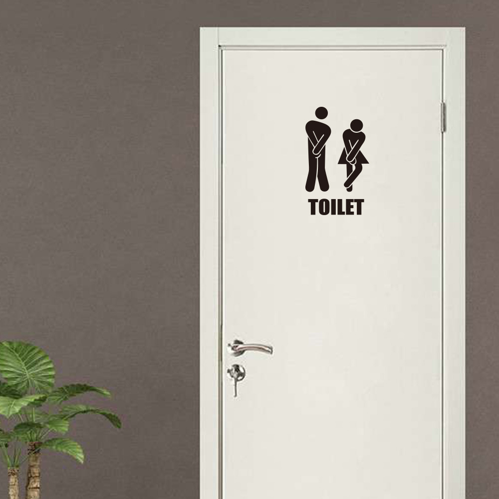 Toilet Logo Wall Sticker Cross-Border Removable Bathroom Toilet Funny Men's and Women's Wall Sticker Muk4127