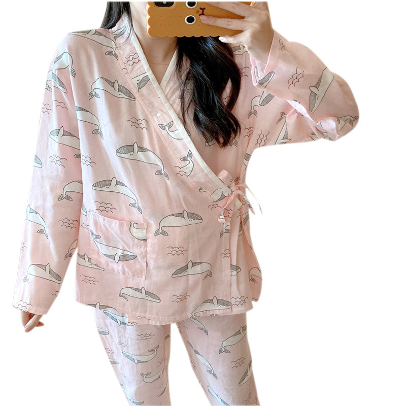 대형 가디건 기모노 출산 잠옷 부드러운 대나무 섬유 거즈 감금 옷 봄 여름 신작 모유 도매