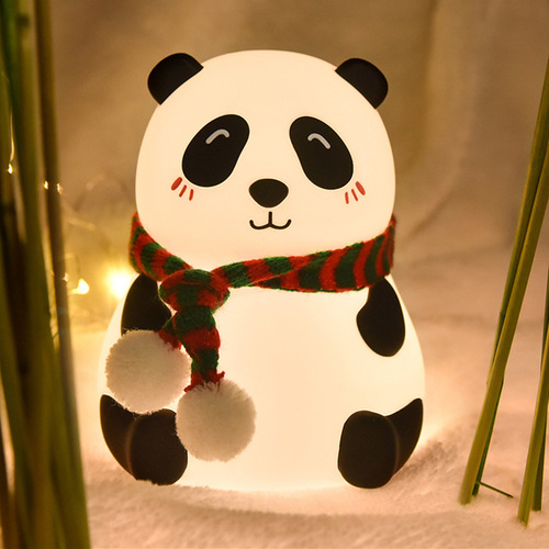 Mini Panda Silicone Lamp USB Rechargeable Colorful Night Light LED Children's Cute Cartoon Little Panda Night Light