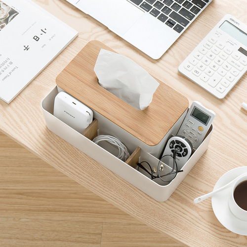 Nachuan lifting removable tissue box living room bamboo partition multi-functional desktop storage box remote control storage box
