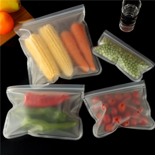EVA food storage bag, three-dimensional PEVA double-track storage bag, refrigerator fruit and vegetable ziplock bag