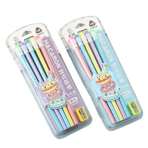 Big Saint Macaron Pencil Cartoon HB Pencil Poplar Wood Eraser Children's Student Pencil Stationery Gift Wholesale