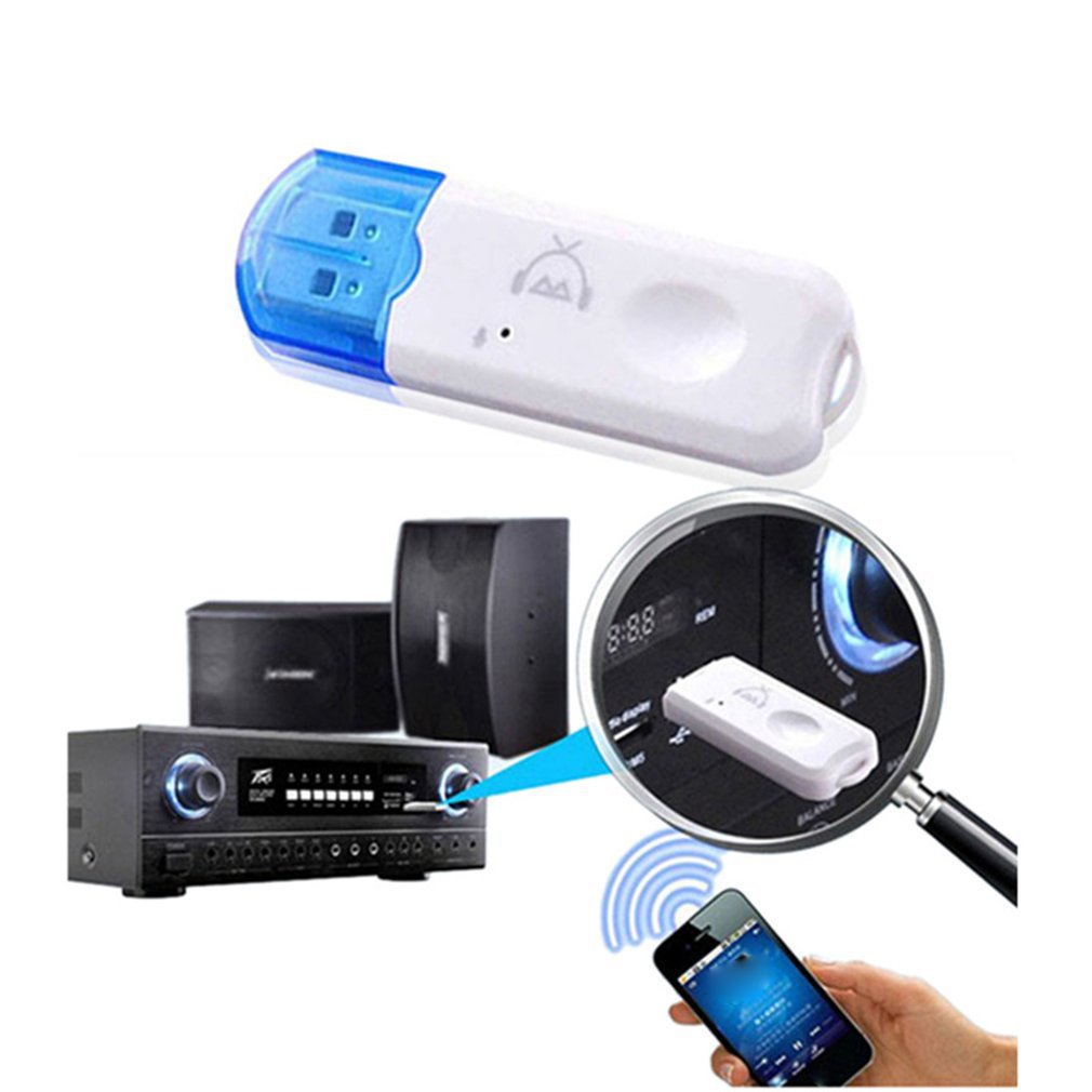 Receptor Bluetooth USB, Adaptador Inalámbrico de Audio para Auto, Altavoz USB, Receptor Bluetooth 5.0 con Diseño de Gorro Azul