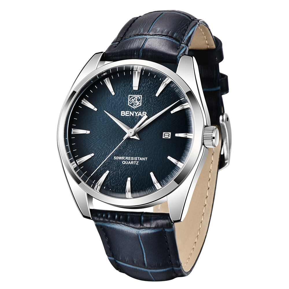 BENYAR nuevo reloj de cuarzo para hombres moda simple impermeable reloj de cuero de negocios 5163