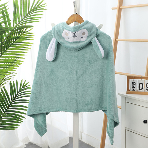 Children's hooded bath towel cloak absorbent high density coral velvet bathrobe microfiber cartoon baby bath skirt wholesale