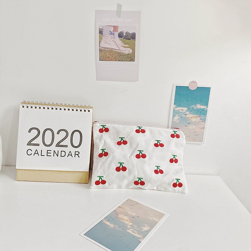 Сбор цветов тканевый язык/милый стиль девушки маленький размер вишневая ткань вышивка простая портативная косметичка сумка для мобильного телефона