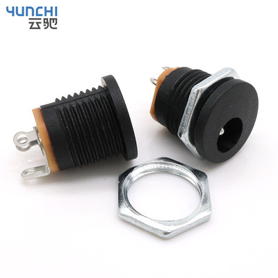 DC-022电源插座 dc母座 圆形三脚 带螺纹5.5*2.1/2.5 5521充电