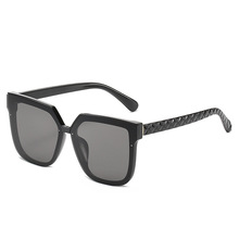 方框太阳镜  欧美潮流百搭猫眼眼镜 个性花纹腿墨镜女