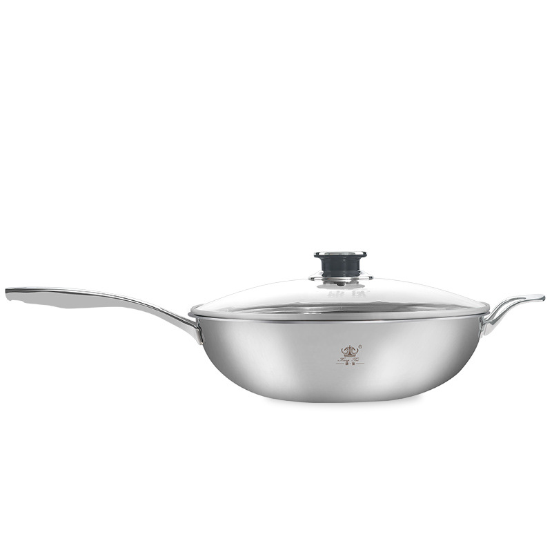 Wok de titanio Kangti WOK de titanio puro wok compuesto de cinco capas wok menos negro de humo sin óxido sin recubrimiento cocina de inducción de gas adecuado