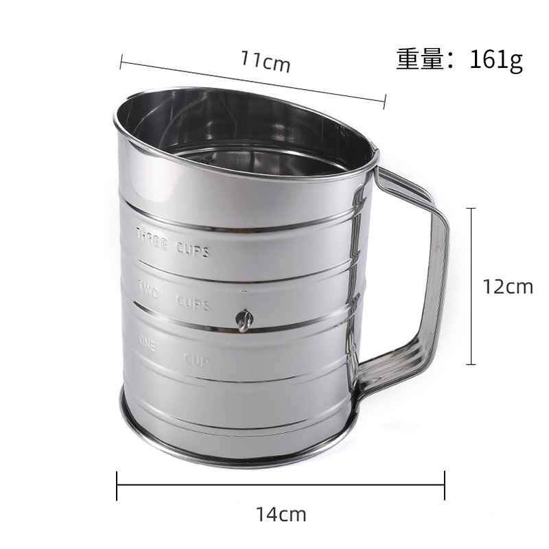 Amazon taza de acero inoxidable tamiz de harina de mano oblicua escala tamiz de harina herramienta para hornear pastel de pan