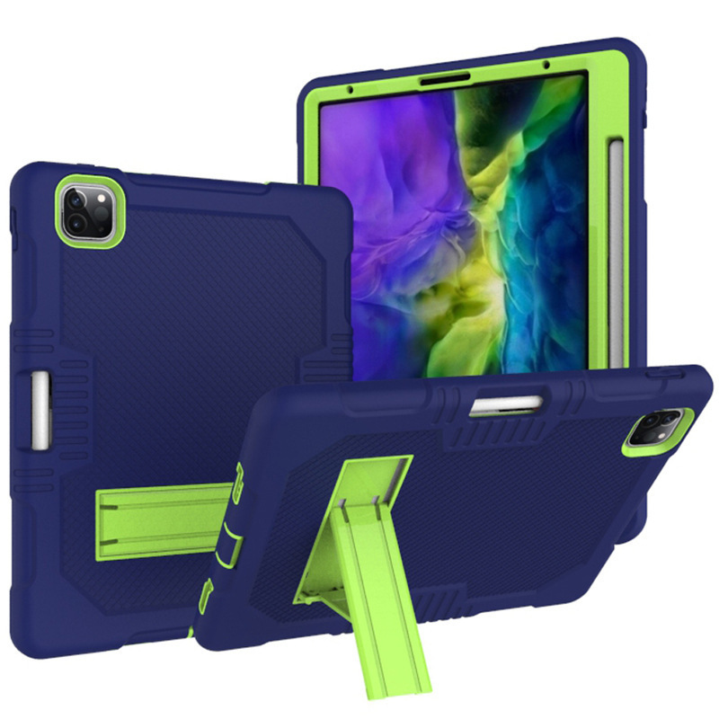 Contrast color silicone PC bracket for iPad Pro 2020 anti-fall flat shell iPad 11 inch pen slot protective cover
