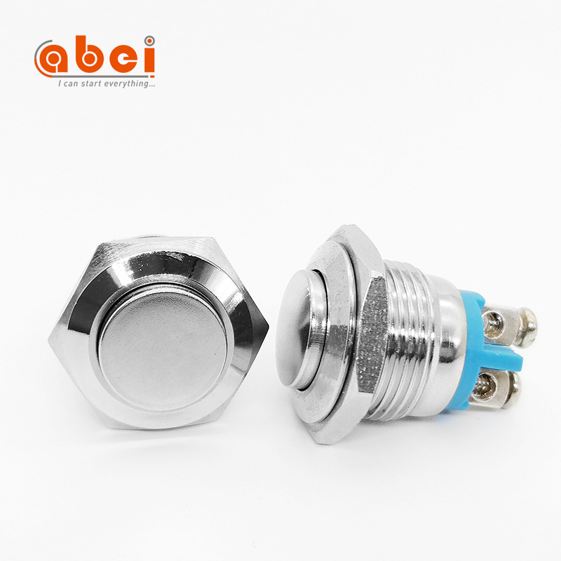 16mm metal push button switch waterproof self-resetting two-leg screw foot/solder foot doorbell start switch