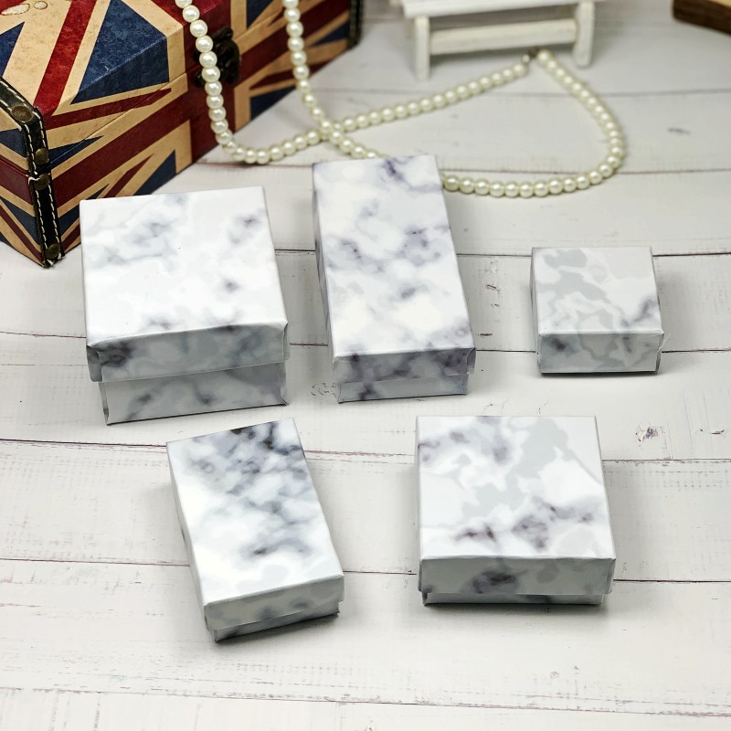 新款大理石纹首饰盒套装 项链手链纸盒 饰品包装盒子 可印logo