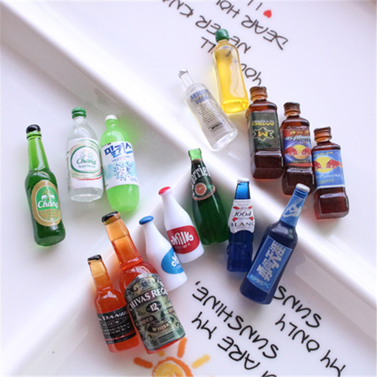 Wine Bottle Brooch Accessories DIY Mobile Phone Case Beauty Material Keychain Earrings Pendant Resin Artificial Beverage Bottle