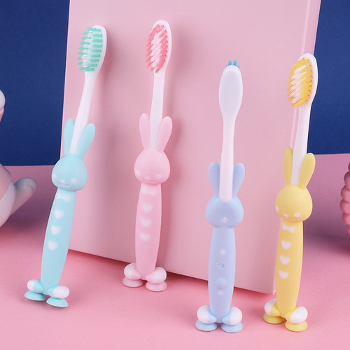 Cartoon children's toothbrush 4 pack suitable for 6-12 years old bear and rabbit toothbrush children's toothbrush soft bristles factory direct sale