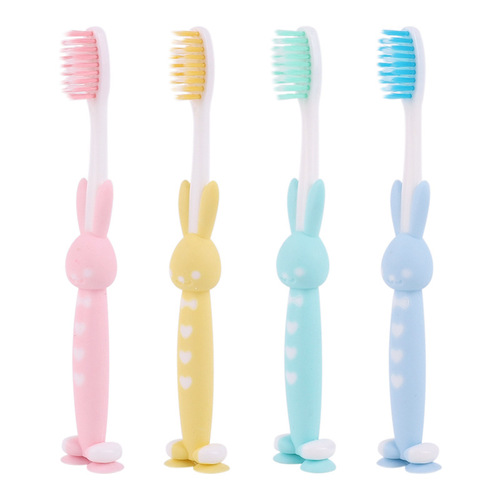 Cartoon children's toothbrush 4 pack suitable for 6-12 years old bear and rabbit toothbrush children's toothbrush soft bristles factory direct sale