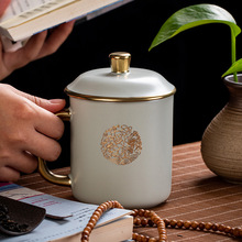汝道汝窑描金将军杯福耳杯两款个人办公杯陶瓷礼品茶杯泡茶杯