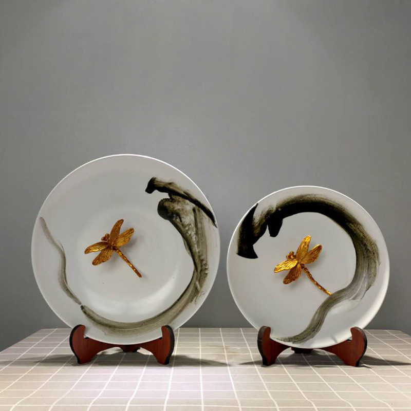 현대 새로운 중국 창조적 인 JINGDEZHEN 세라믹 교수형 판 앉아 플레이트 거실 연구 복도 카운터 부드러운 장식